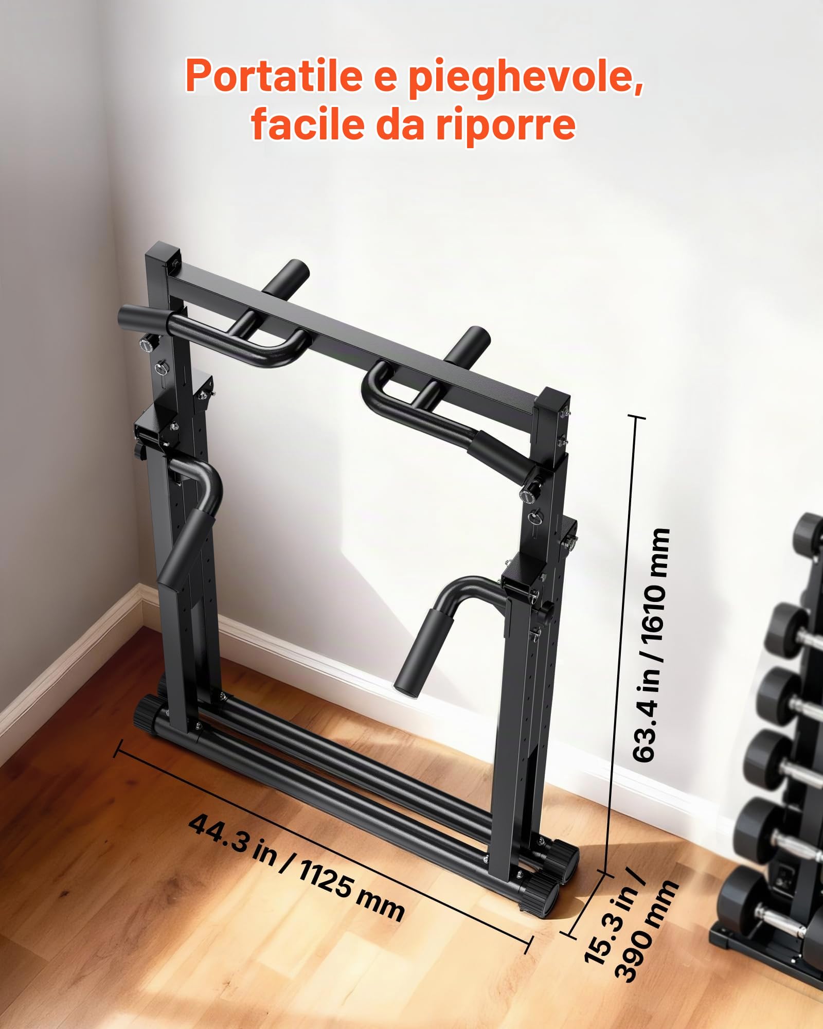 VEVOR Barra per Allenamento della Schiena con Capacità di Carico di 150 kg, Struttura Triangolare e Robusto Tubo in Acciaio, Altezza Regolabile in 9 Posizioni, per Allenamento della Forza di Braccia