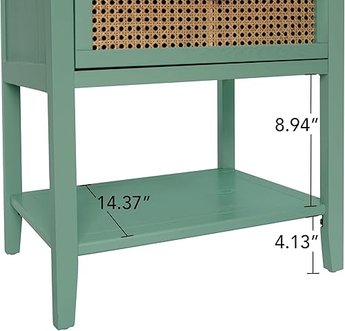 Miniatura 3 de Hdxdkog Mesita de noche de ratán, mesas auxiliares, moderna mesita de noche de madera con 2 cajones y estante de almacenamiento para sala de estar o