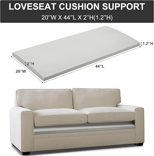 Miniatura 9 de HAVARGO Juego de 2 cojines de sofá para asiento hundido, soporte de sofá para cojines caídos, de espuma de alta densidad, color gris oscuro