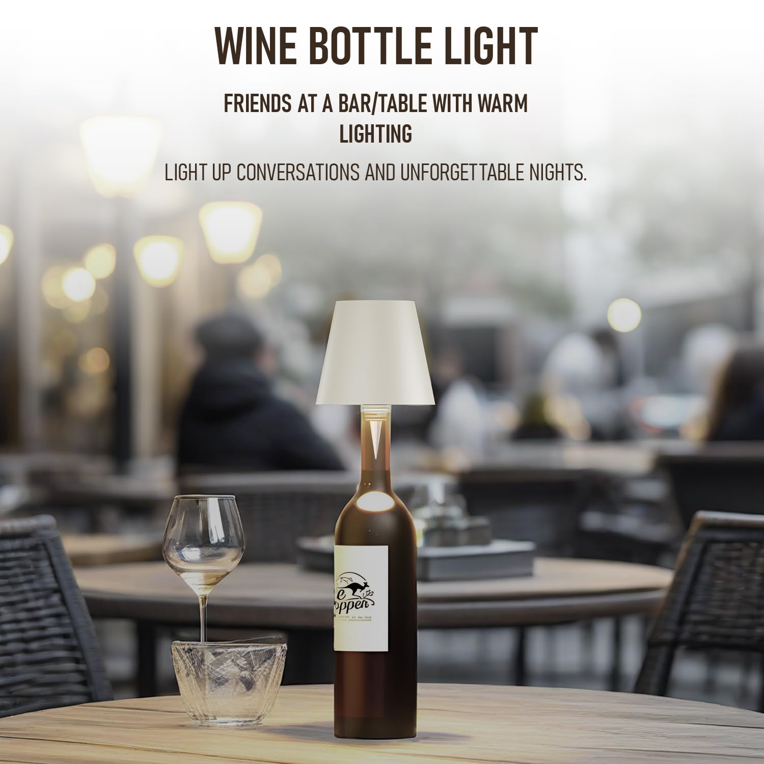 MU LIN Wiederaufladbare Flaschenlampe, kabellose Tischlampe, Touch-Steuerung, 3 Farbtemperaturmodi, dimmbar, für Wohnzimmer, Restaurant