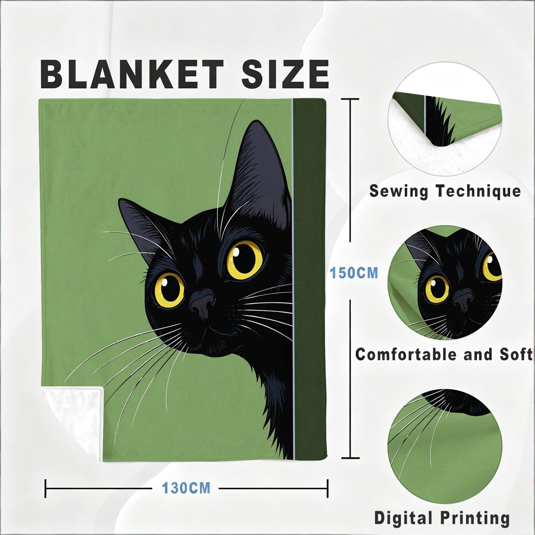 Coperta Pile Matrimoniale 240x260 cm Gatto Nero, Coperta XXL Super Morbida Multiuso Come Copriletto o Plaid da Salotto, Calda e Leggera, Protezione dal Freddo, AW5742