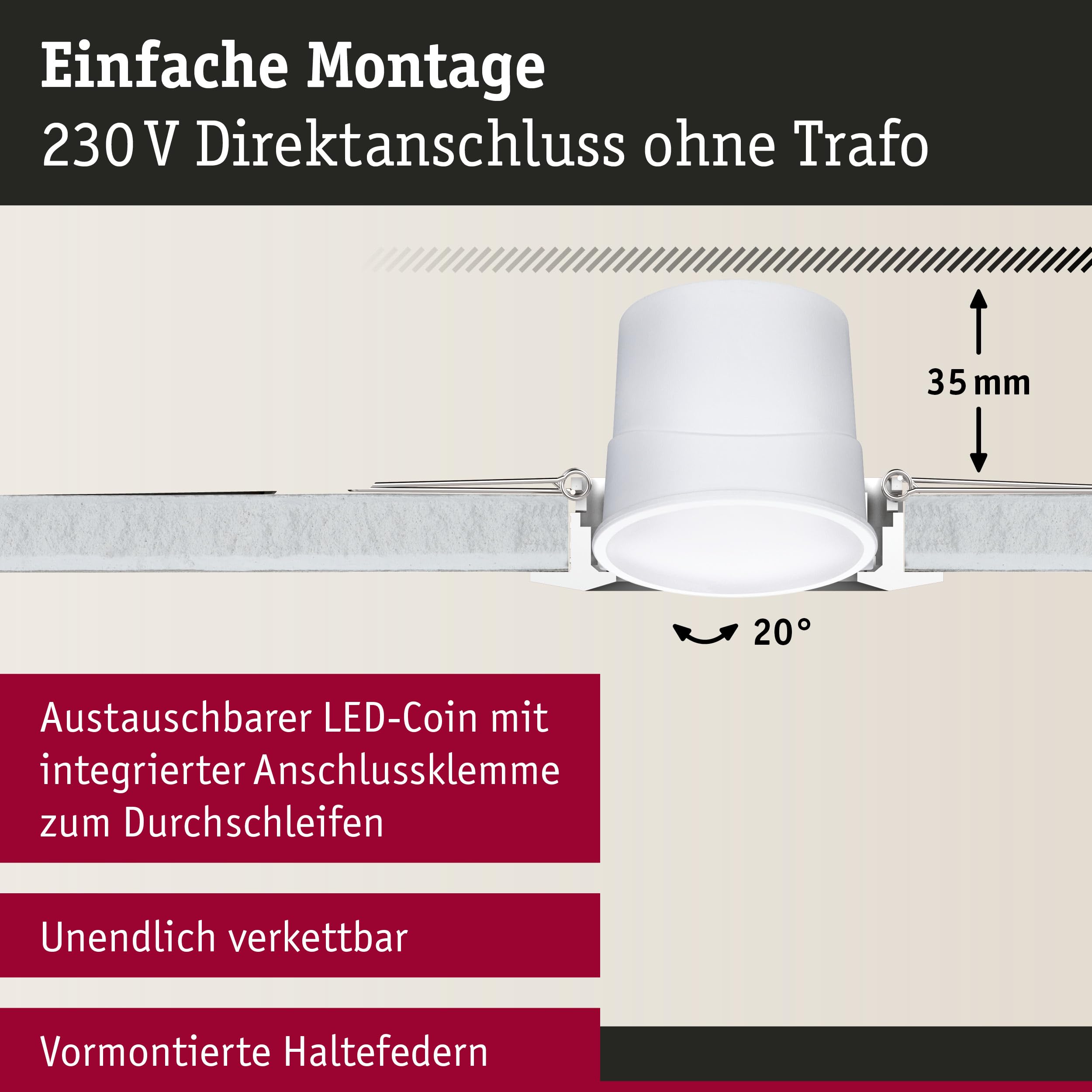 Paulmann 92468 Luminaria empotrable LED Base Smart Home Zigbee juego básico, giratoria, redonda 230V 3x4,9W 3x420lm regul. 90mm negro mate metal RGBW+