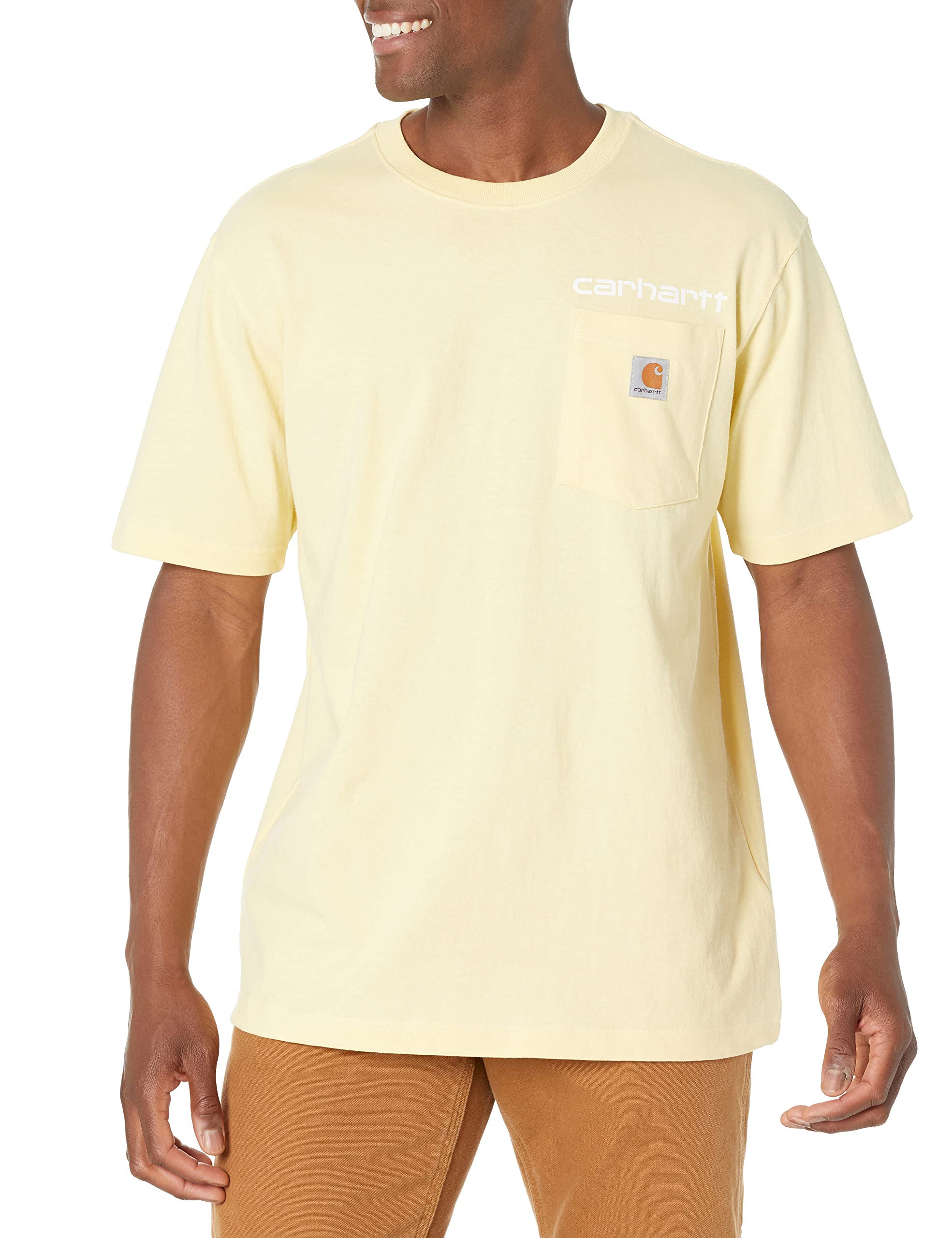 Carhartt Men's Exclusive Loose Fit Heavyweight Short-Sleeve Pocket Logo Graphic T-Shirt