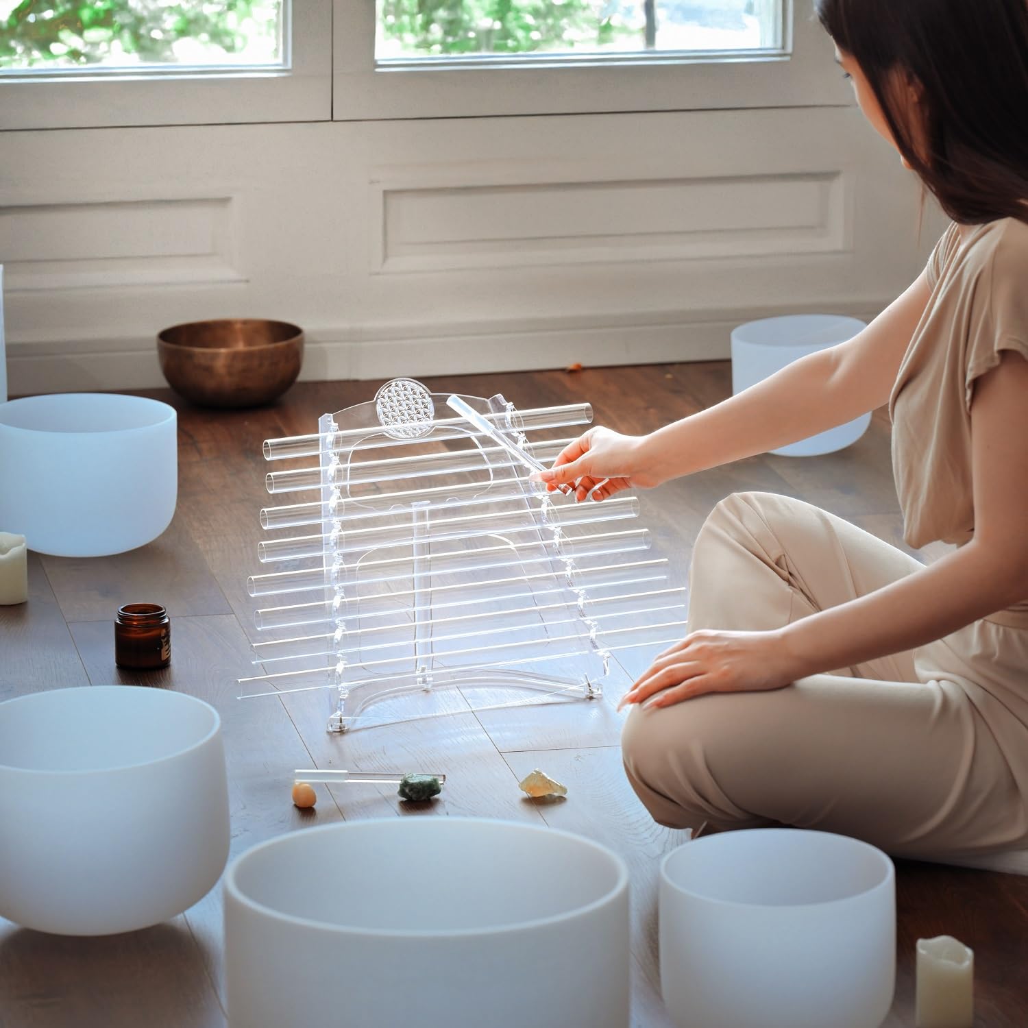 Amazon | クリスタルシンギングハープ 432Hz 本体 水晶 クォーツ