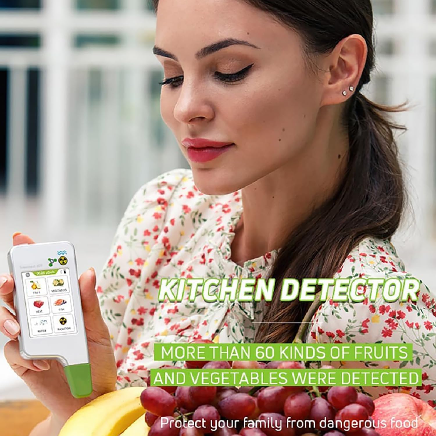Testeur de nitrate alimentaire, détecteur numérique de résidus de pesticides, haute précision avec minuterie, affichage 3 couleurs pour légumes, fruits, viandes, poissons, eau et radiations