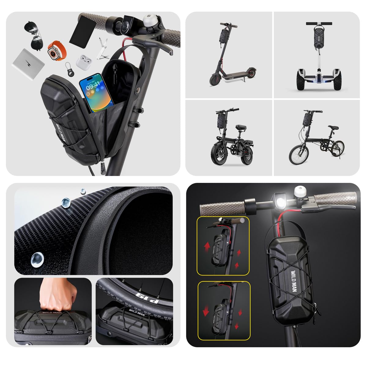 WILD MAN クイックリリース 防雨 自転車ハンドルバーバッグ 自転車 Amazon.co.jp: WILD MAN クイックリリース 3.5L ハードシェル防雨