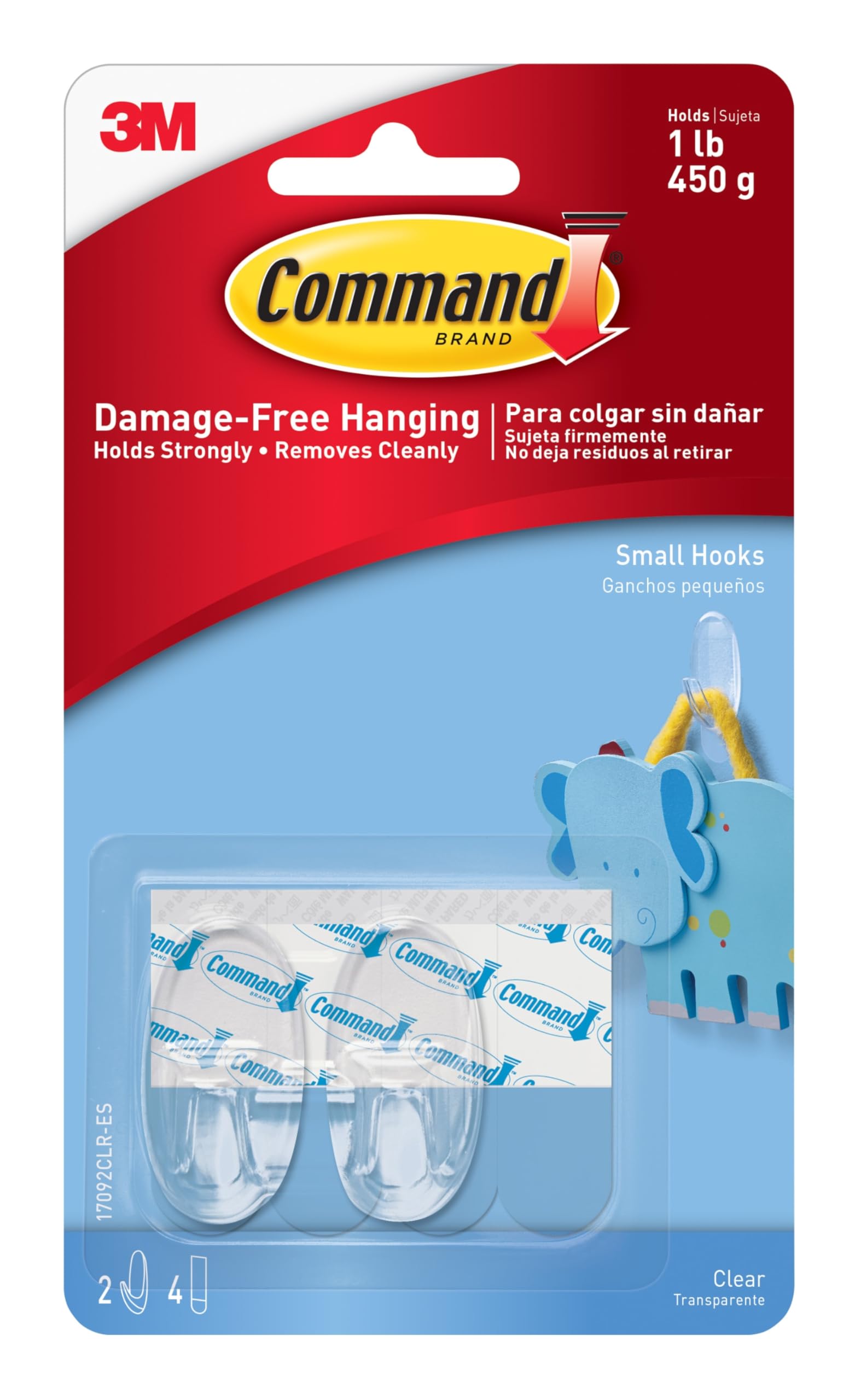 Command Small Clear Oval Hooks, Indoor Use, 2-Hooks, 4-Strips, Decorate Damage-Free
