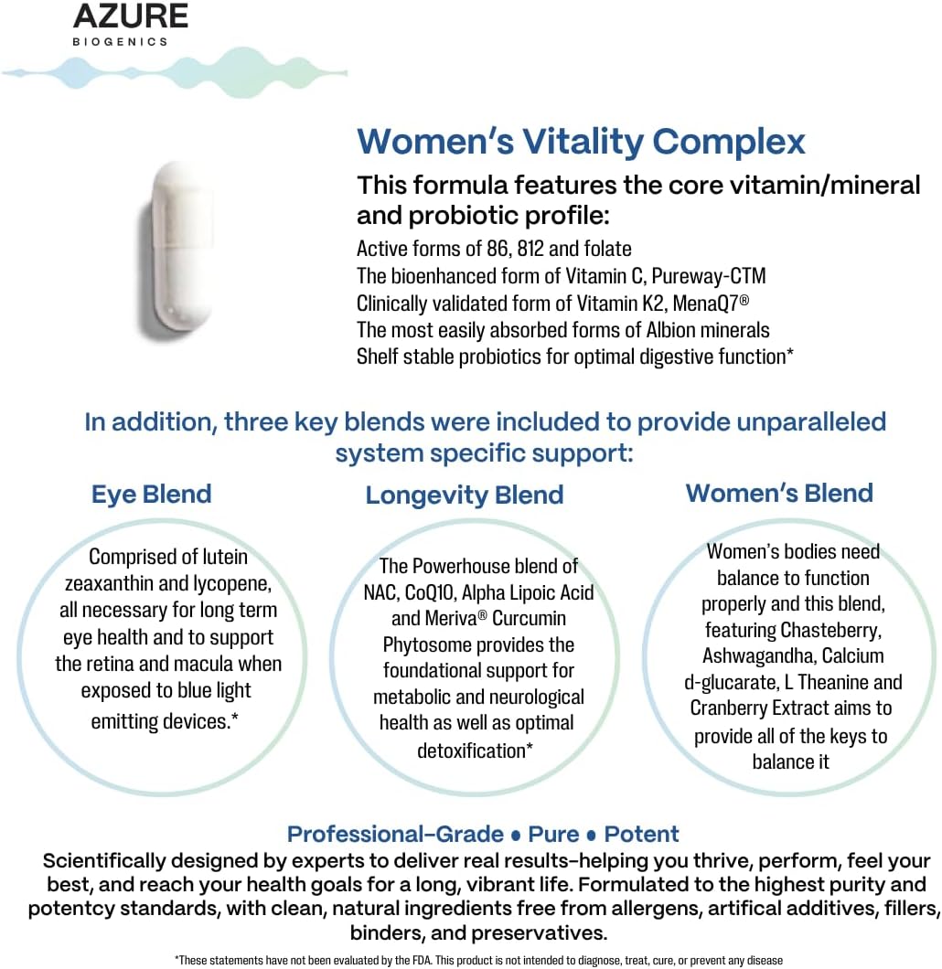 All-in-One Multivitamin for Women/Minerals/Probiotics-High Strength Daily Formula with Vitamin C, Vitamin D3, B12, Biotin, Calcium with Immune, Mood, Vision, Hormone, & Longevity Support*