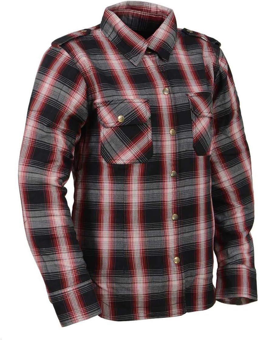 Milwaukee Leather Women’s Motorcycle Plaid Armored Flannel Riding Shirt with Aramid Fiber Reinforced and CE Armor