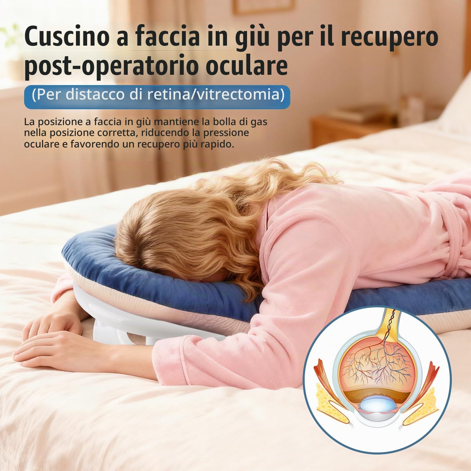 JAOGAUS Cuscino prono con foro viso, Memory Foam, Poggiatesta regolabile | Cuscino ergonomico per dormire a pancia in giù, con supporto viso e memory foam, ideale per recupero post operatorio occhi