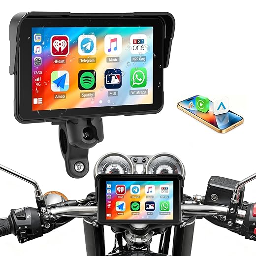 [2026 NUOVO] CAMECHO Wireless Carplay Moto Schermo, IP68 Touchscreen da 5 pollici Navigatore GPS Auto con Portatile Senza Fili CarPlay & Android Auto Impermeabile Touchscreen Bluetooth