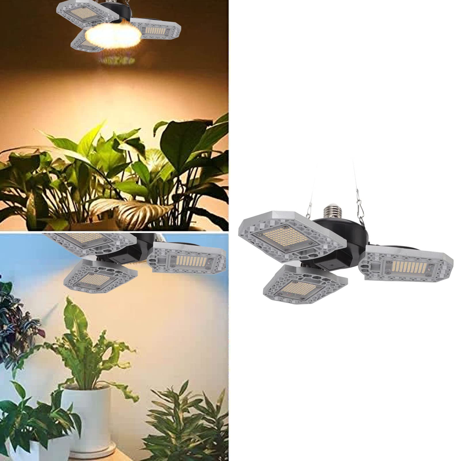 LED coltivazione Luce ad alte prestazioni Spettro completo 297 LED pieghevoli tre foglie pianta interna Crescita luce per succulenta serra 100-277 V ABS ABS E27 E26 Testa lampada