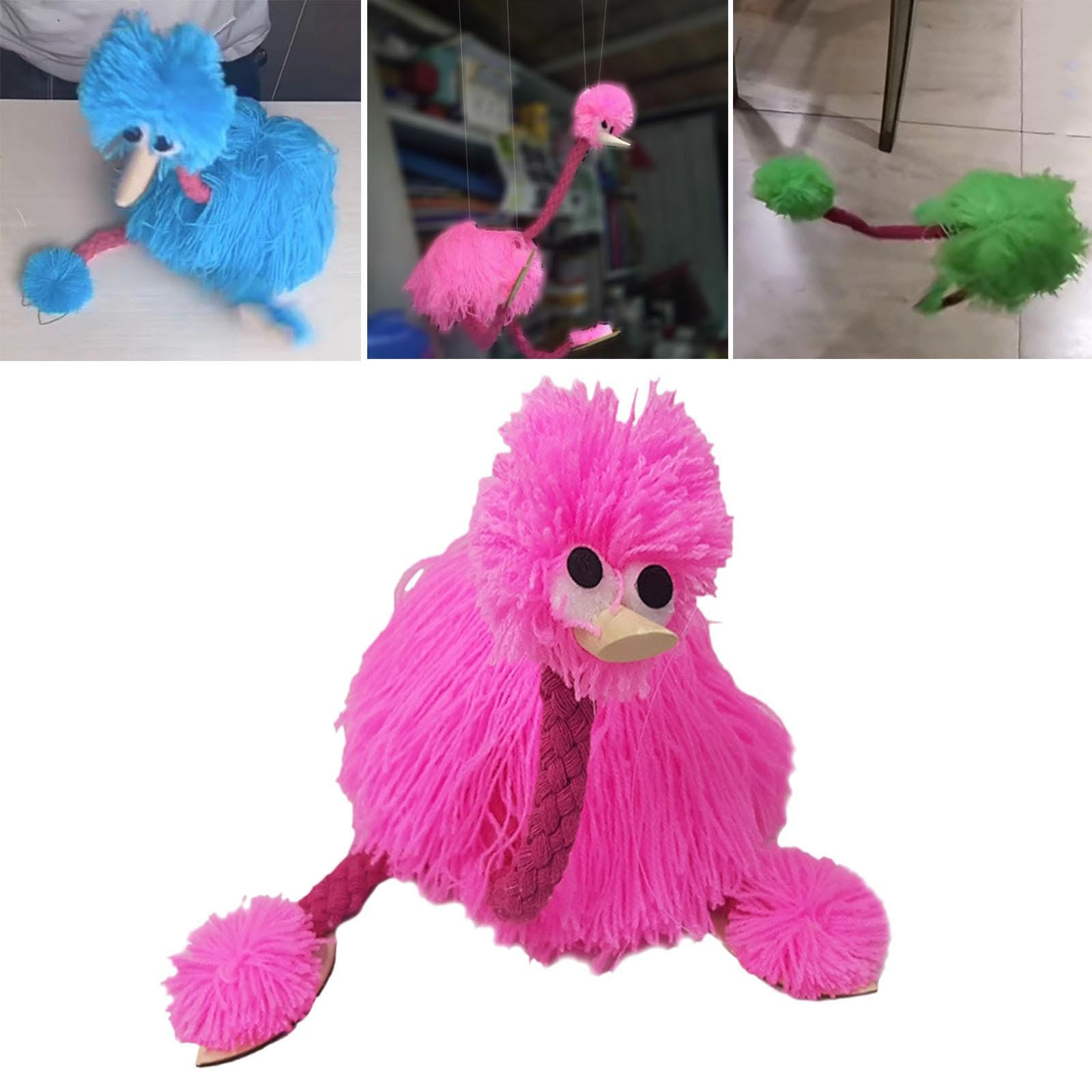 Strauß Marionette Spielzeug String Puppet Interaktive Puppen Puppen Spielzeug Übung Finger Flexibilität Schöne Vogel Tier Spielzeug für Jubiläen, ROSA