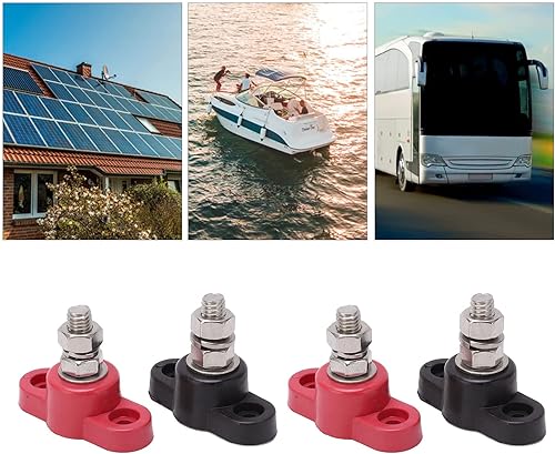 Miniatura 7 de 4 bloques de terminales de batería, bloque de terminales de distribución de energía, 12 V, 24 V, rojo y negro, poste de bloque de conexiones de