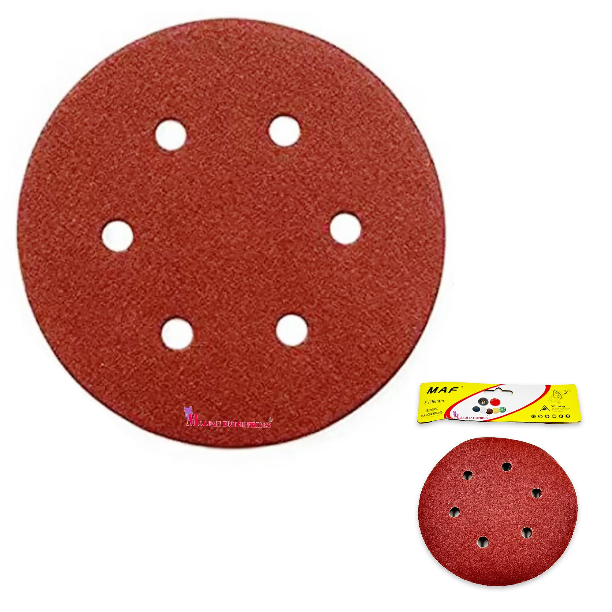 Malfah Sanding Sheet For Random Orbital Sander 6" P 120 inch sanding disc paper round 150 mm abrasive sandpaper set for random orbital sander polisher 6X120 Grit 10 pcs