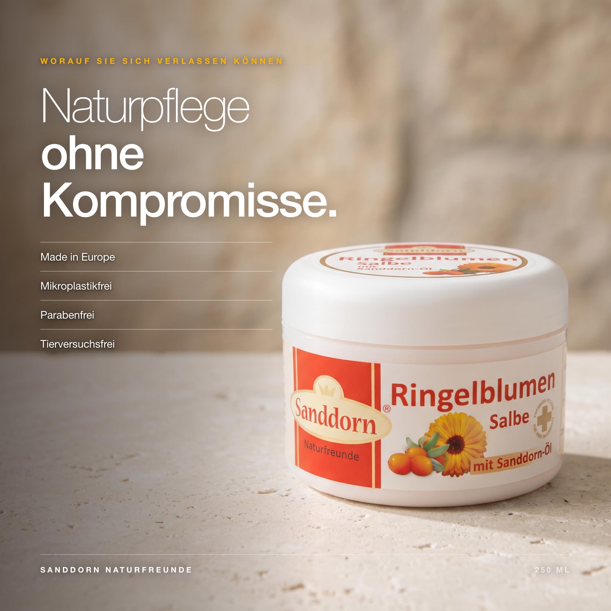 5-er Set RINGELBLUMEN SALBE mit Sanddorn-Öl | 250 ml | Calendula Creme für trockene & rissige Haut | Made in Europe