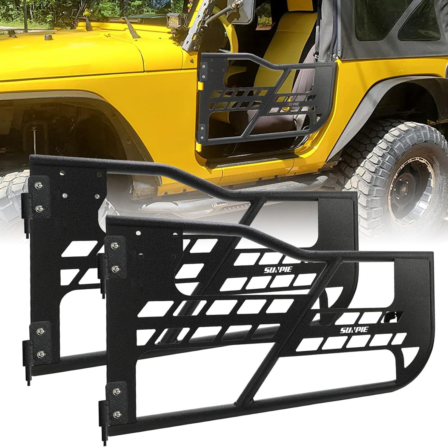 SUNPIE Tube Door 2 Doors Tubular Doors JK Half Door Front Door Compatible with 2007-2018 Jeep Wrangler JK (2 Doors Only)