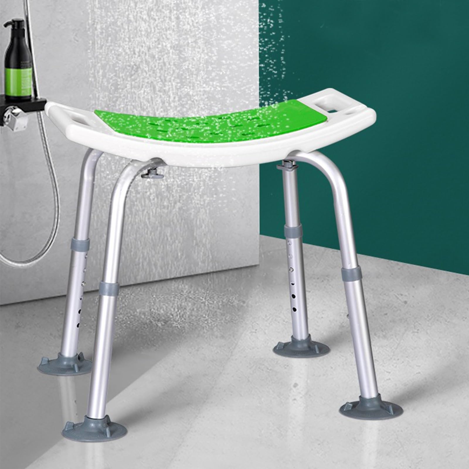 Silla for Baño Y Ducha Ajustable De con Manija De Ducha con Ayuda De Succión Gratuita, Banco Grande Antideslizante, Asiento De Taburete De Bañera con Patas De Aluminio