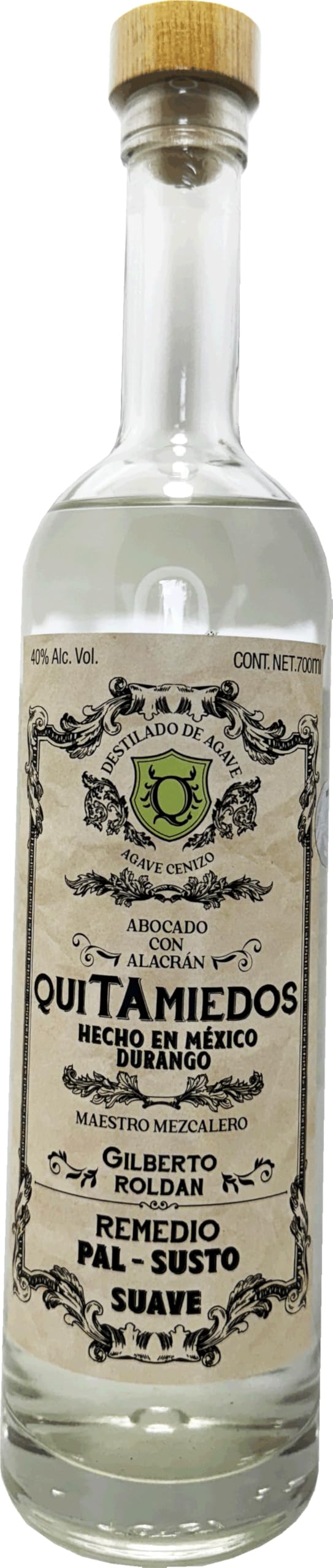 Mezcal Quitamiedos 100% Agave Cenizo Joven 40% ALC. VOL. 700ML
