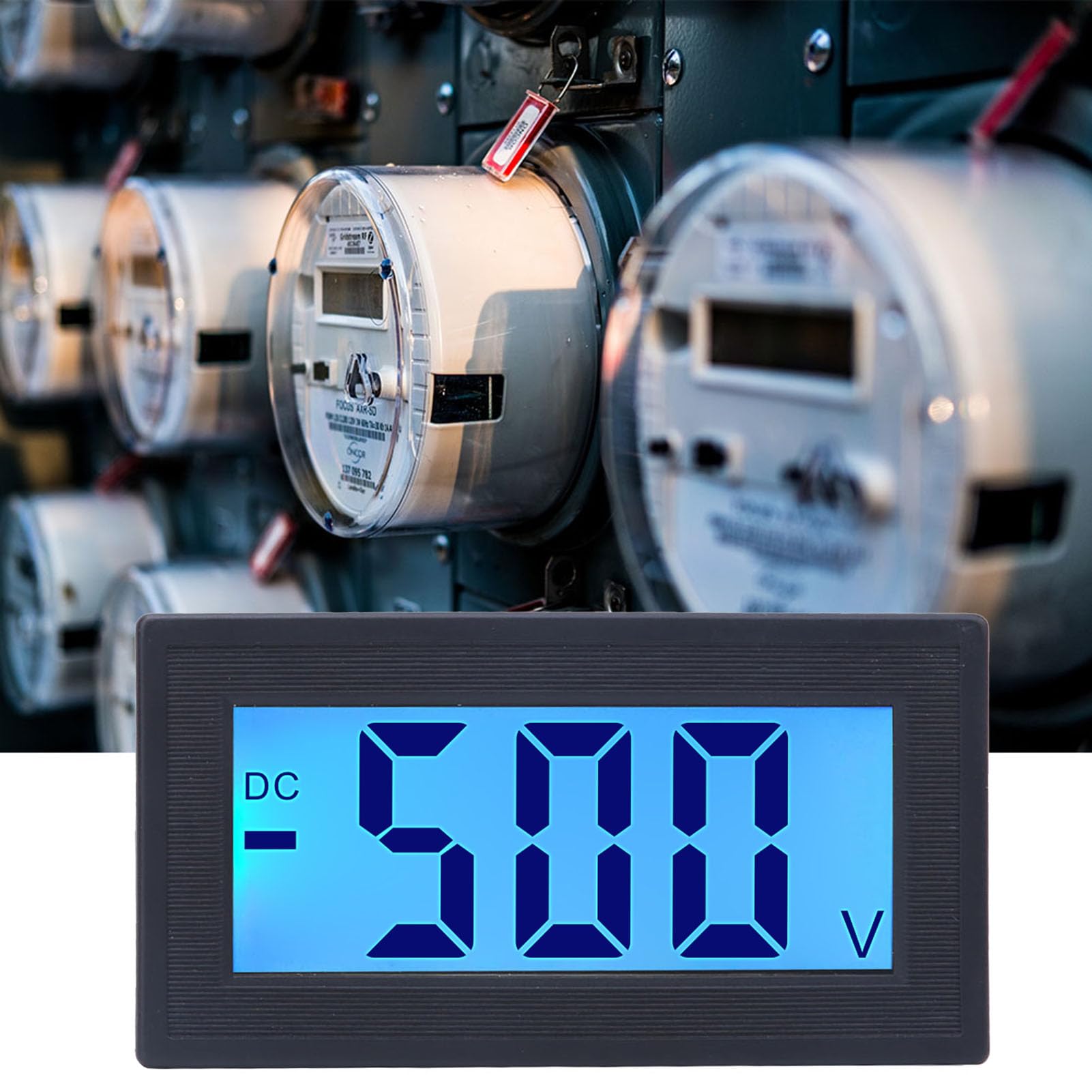 YB5135DB DC Voltmetro Digitale Display LCD Voltage Meter AC Alimentazione 0-500 V, Blu, DC0-500V, Digitale
