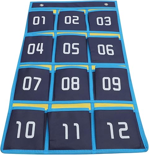 Miniatura 9 de NUOBESTY Tabla de bolsillo numerada para el aula para teléfonos celulares, calculadoras, 12 bolsillos, organizador colgante de pared, puerta,
