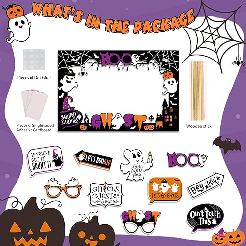 Miniatura 2 de Marco de accesorios para cabina de fotos de fiesta de Halloween, kit de decoración de fotografía de Halloween, incluye marco de fotos de fantasma de