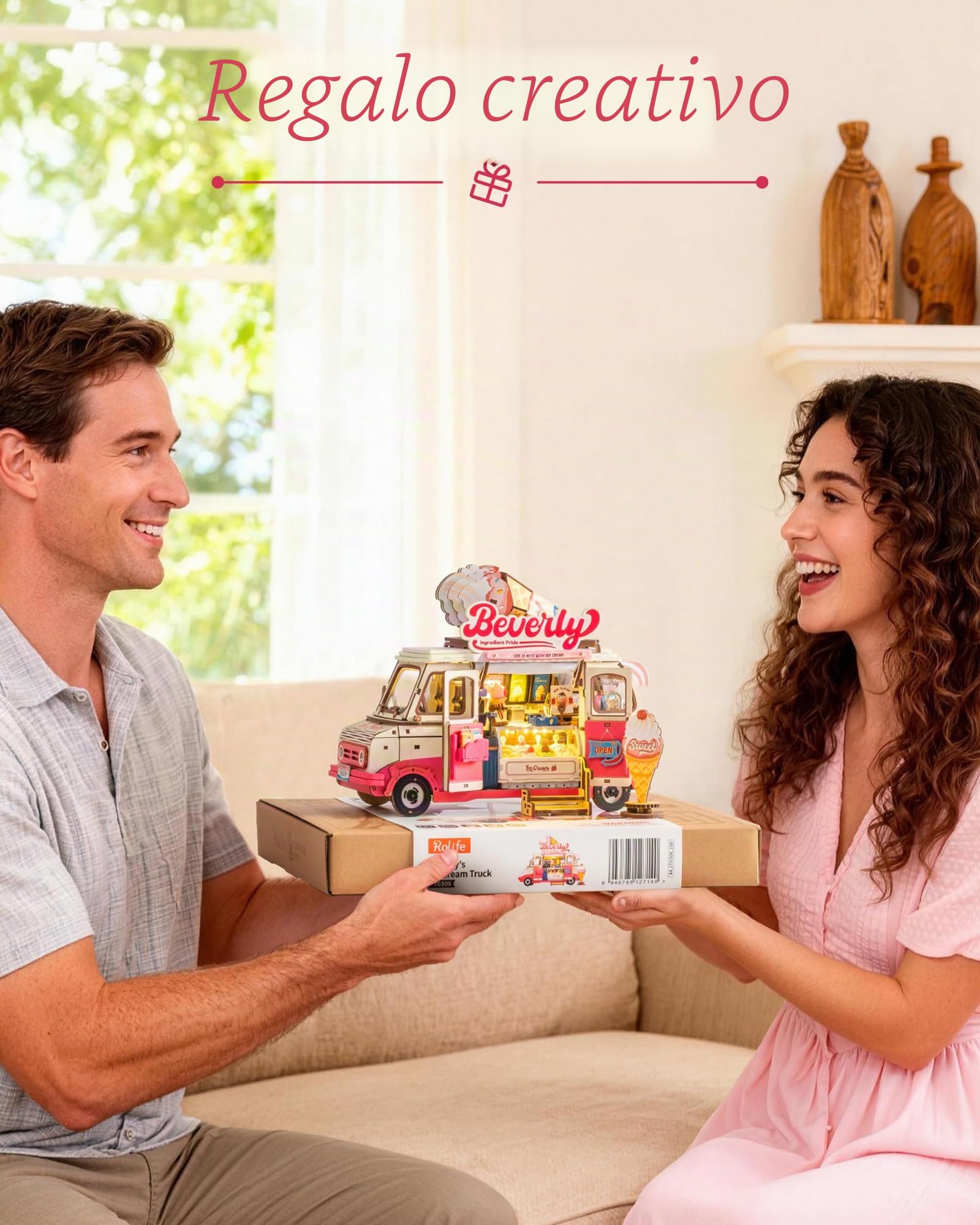 Rolife Puzzle 3D in Legno Kit di Modellismo per Adulti Modello di Casa in Miniatura Book Nook Decorazione della Casa Regalo di Compleanno per Adulti (Camion Gelati Beverly)