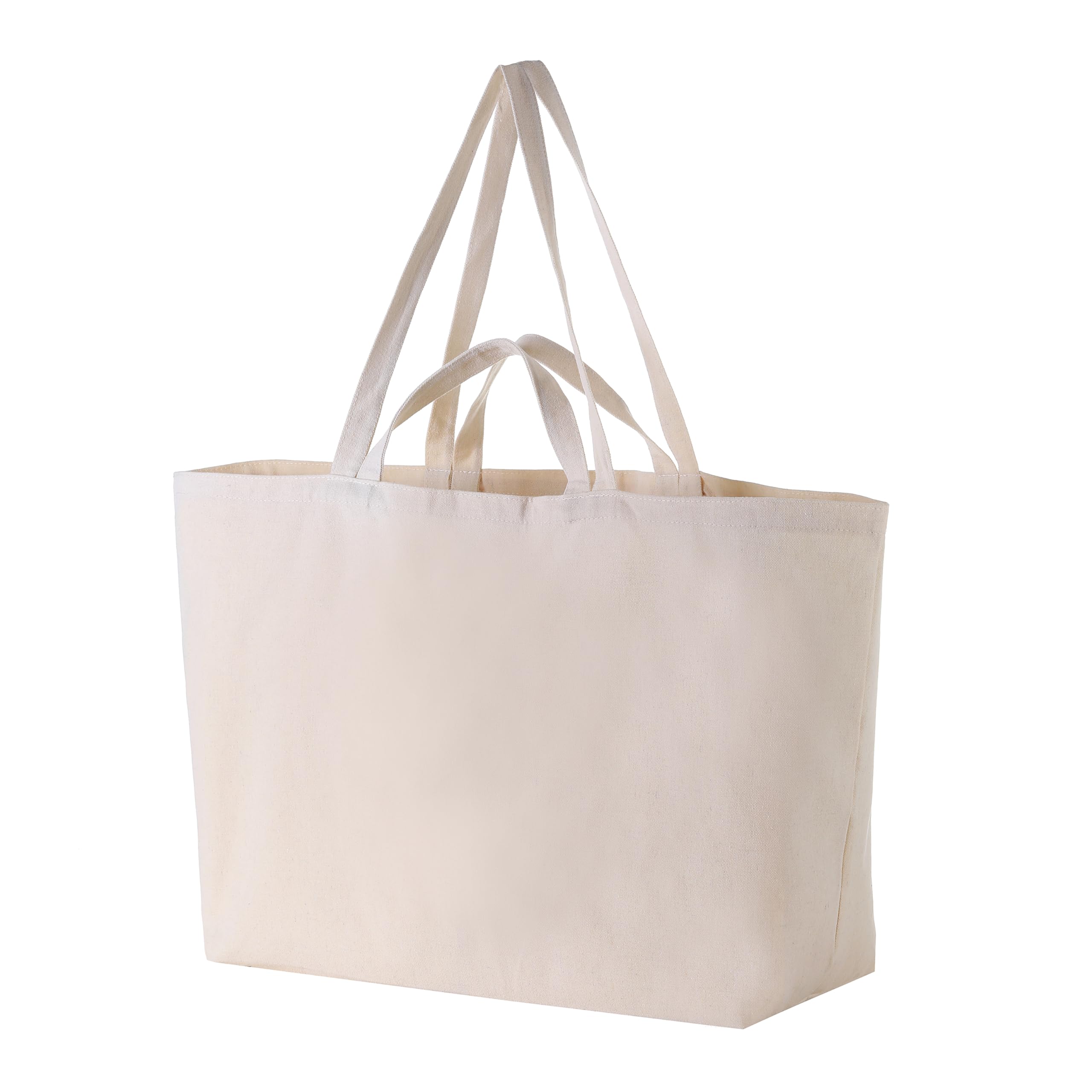 27 Inch Extra Large Canvas Shopping Bags Jumbo Heavy Duty Reusable Grocery Bags Bulk Blank Tote Bags with Double Handle