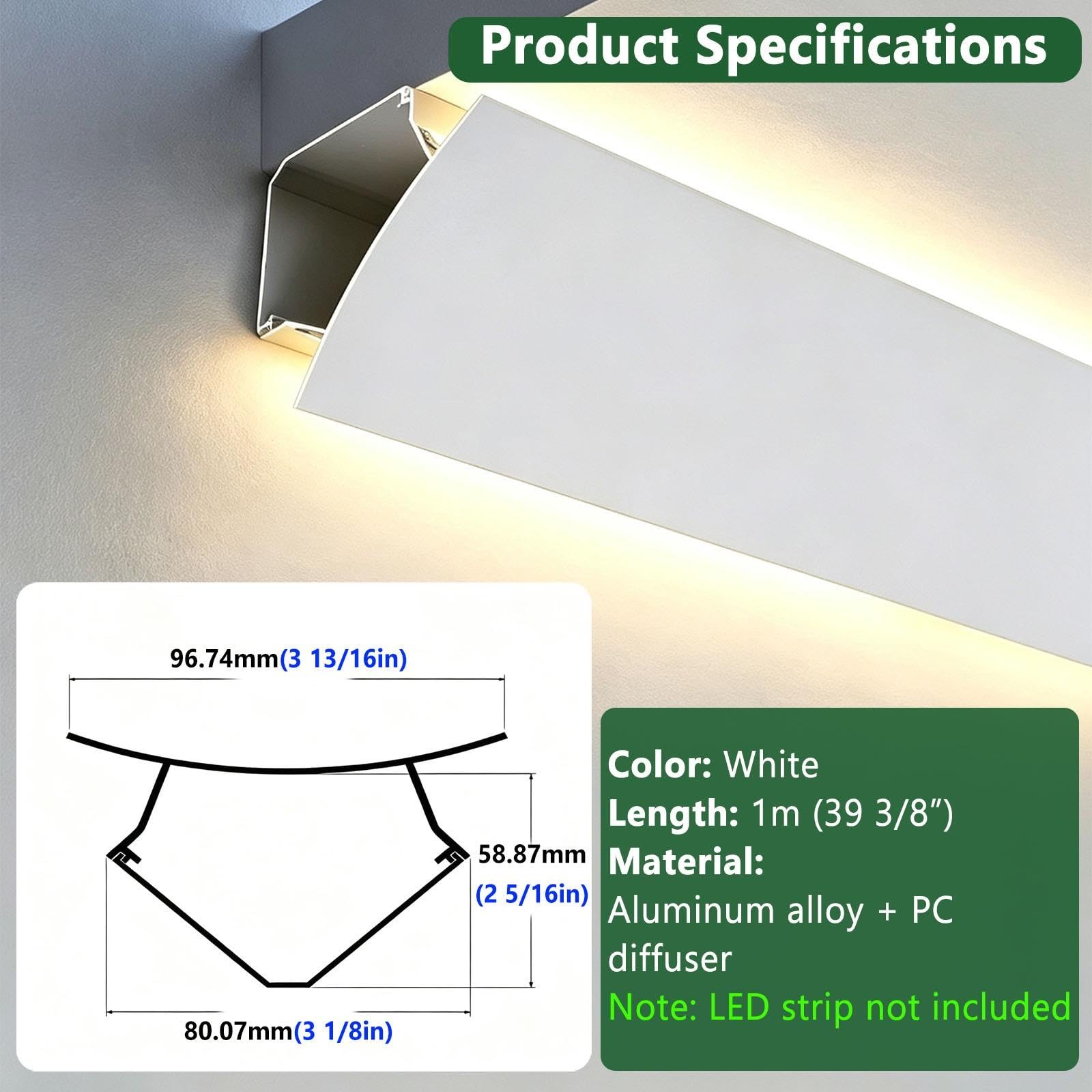 Perfil LED Aluminio Pared Doble Emisión Para Tira LED Indirecta