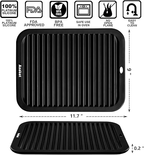 Miniatura 6 de Anaeat Paquete de 2 salvamanteles de silicona para ollas y sartenes calientes, almohadillas calientes de silicona real resistentes al calor para
