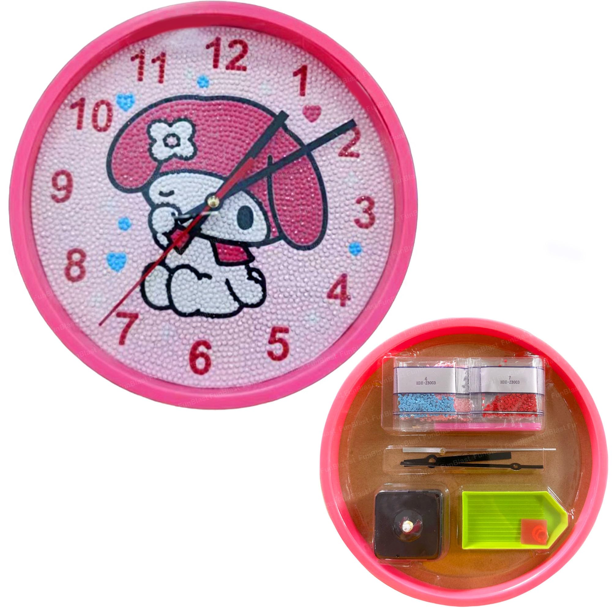 FunBlast Diamond Painting Kit Wall Clock - Creative Handmade DIY Wall Clock for Kids, Art & Craft Set, Suitable for Home Wall Decoration, Gift for Kids and Adults (D)-image-20
