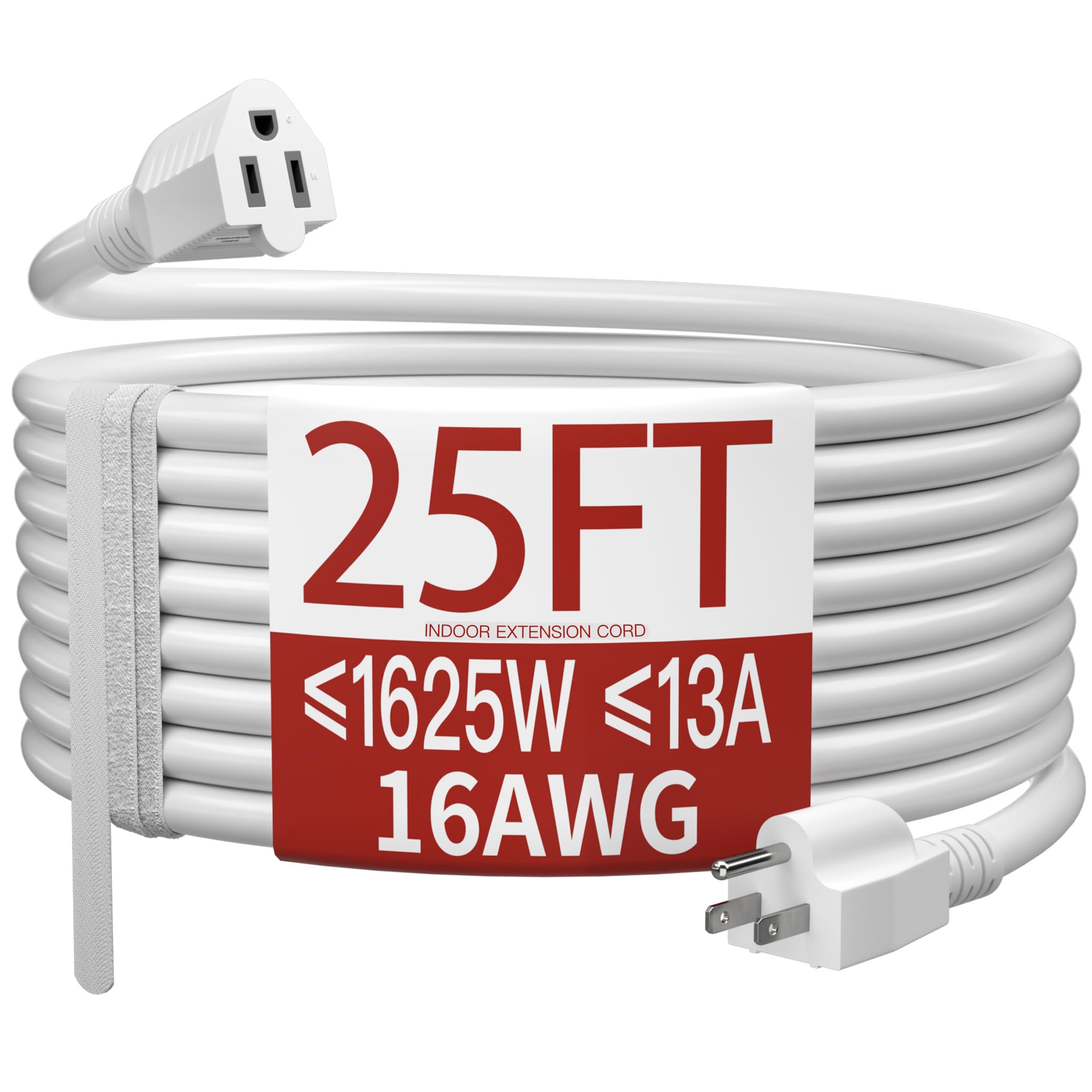 Skrizcable 16/3 25 FT Indoor White Extension Cord Waterproof, Power Cord