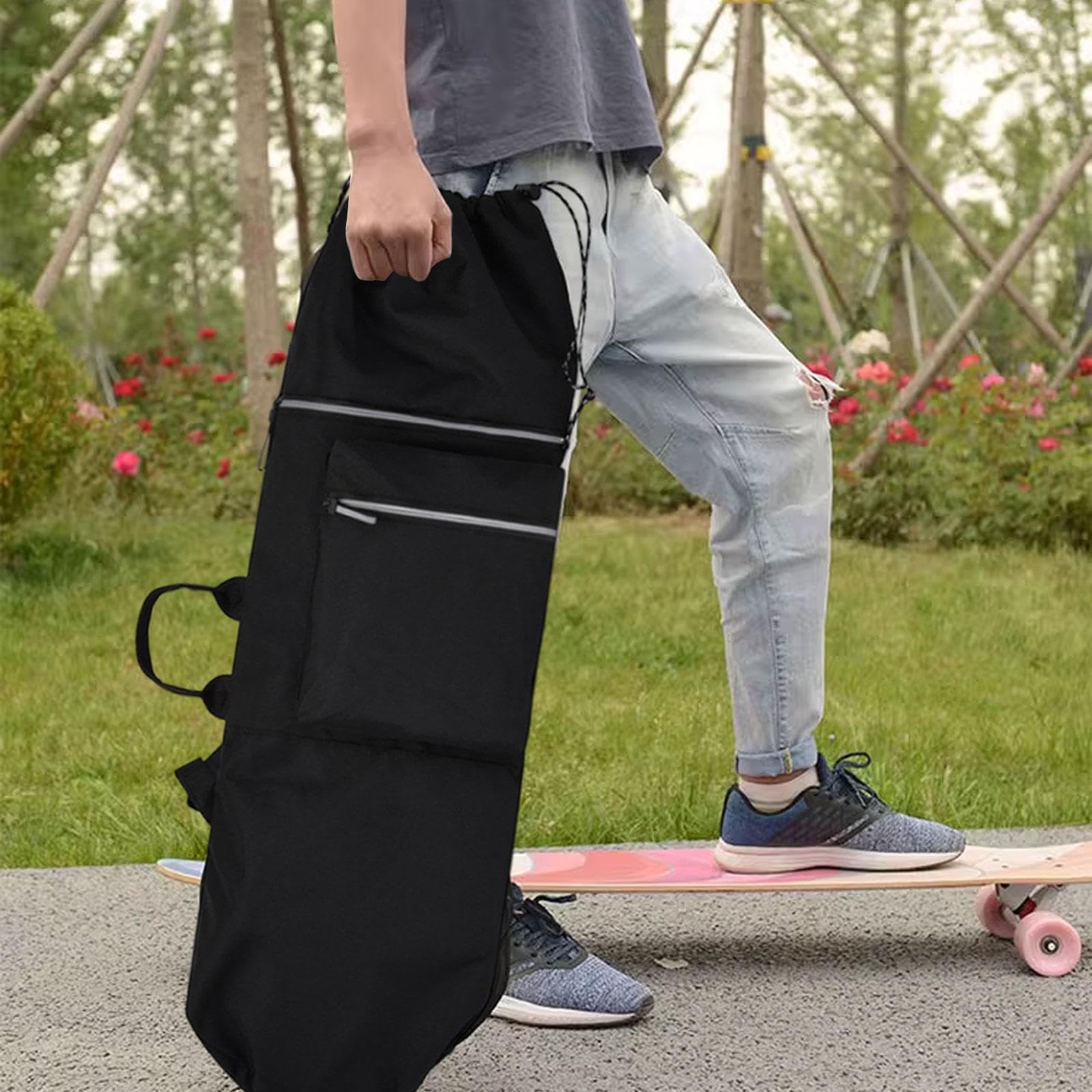Skateboard Sac de Transport Oxford Imperméable Sac de Rangement Longboard Pochette Protection avec Bretelles Ajustables pour Loisirs Adultes en