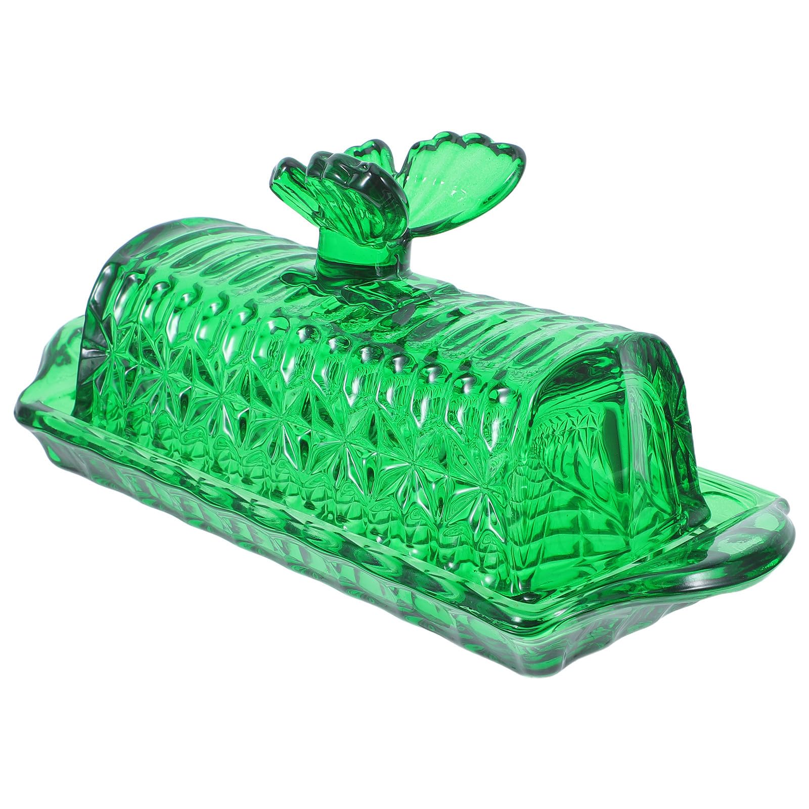 Beurrier en Verre avec Couvercle, Style Vintage Vert Cuisine