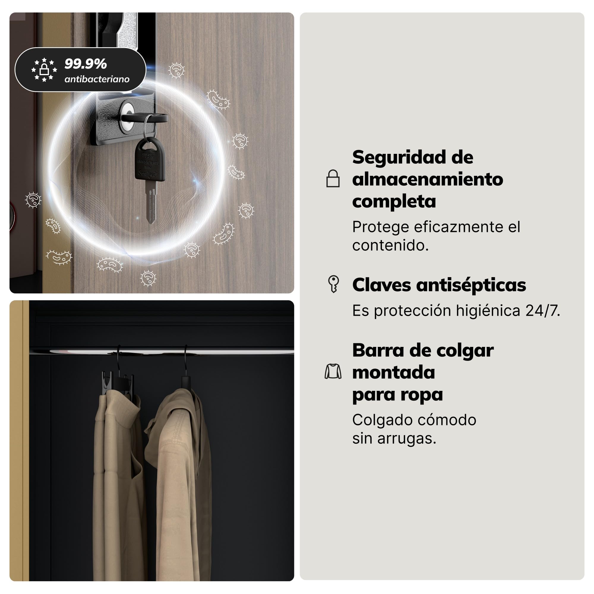 Jan Nowak Armario metalico con Cerradura Multifuncional Oficina archivador ropero 185 x 90 x 45 cm Acero estantes Barra Ropa almacenaje Documentos Material Empresa recepcion Vestuario