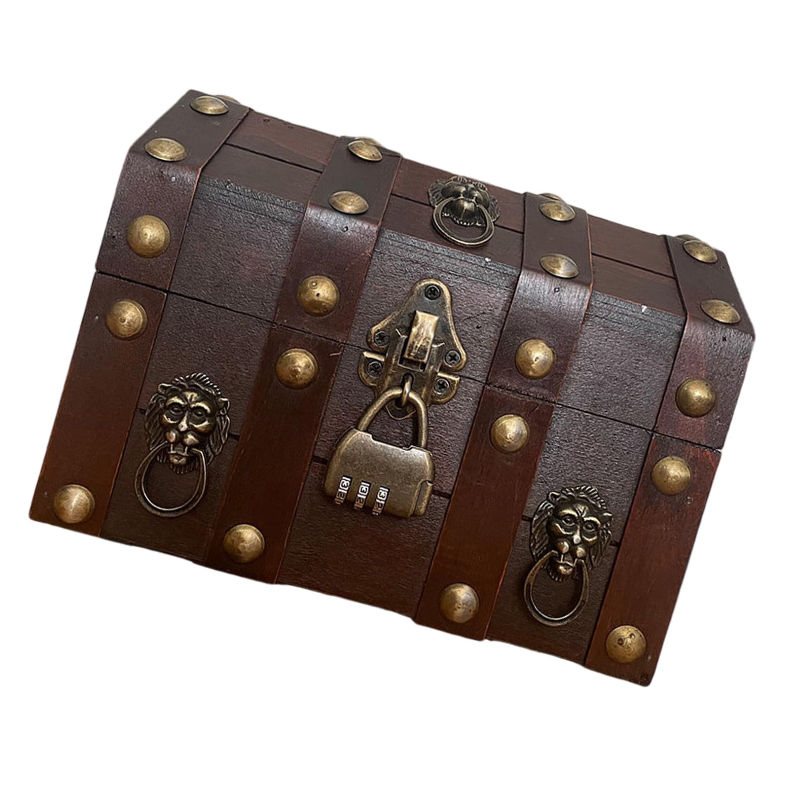 Tsophreniq Wooden Treasure Chests Jewelry Storage Box with and Lid for Home Decoration and Collectibles Vintage Wooden Treasure Box