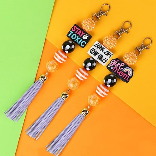 Miniatura 6 de 12 cuentas focales de silicona para bolígrafos, personajes, palabras divertidas, cuentas de silicona con formas variadas para hacer llaveros y