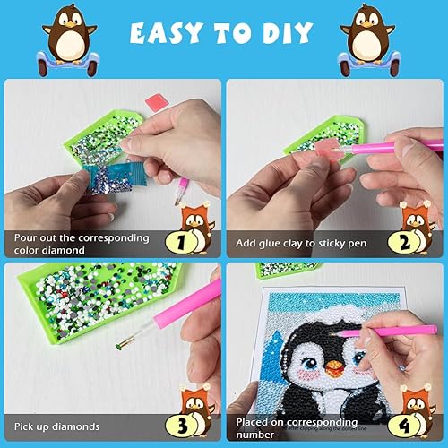 Miniatura 3 de QEUOYSS Kit de arte de diamantes para niños con marco de madera, arte y manualidades para niños de 6-8 -10-12 años, fácil de hacer tú mismo, arte de