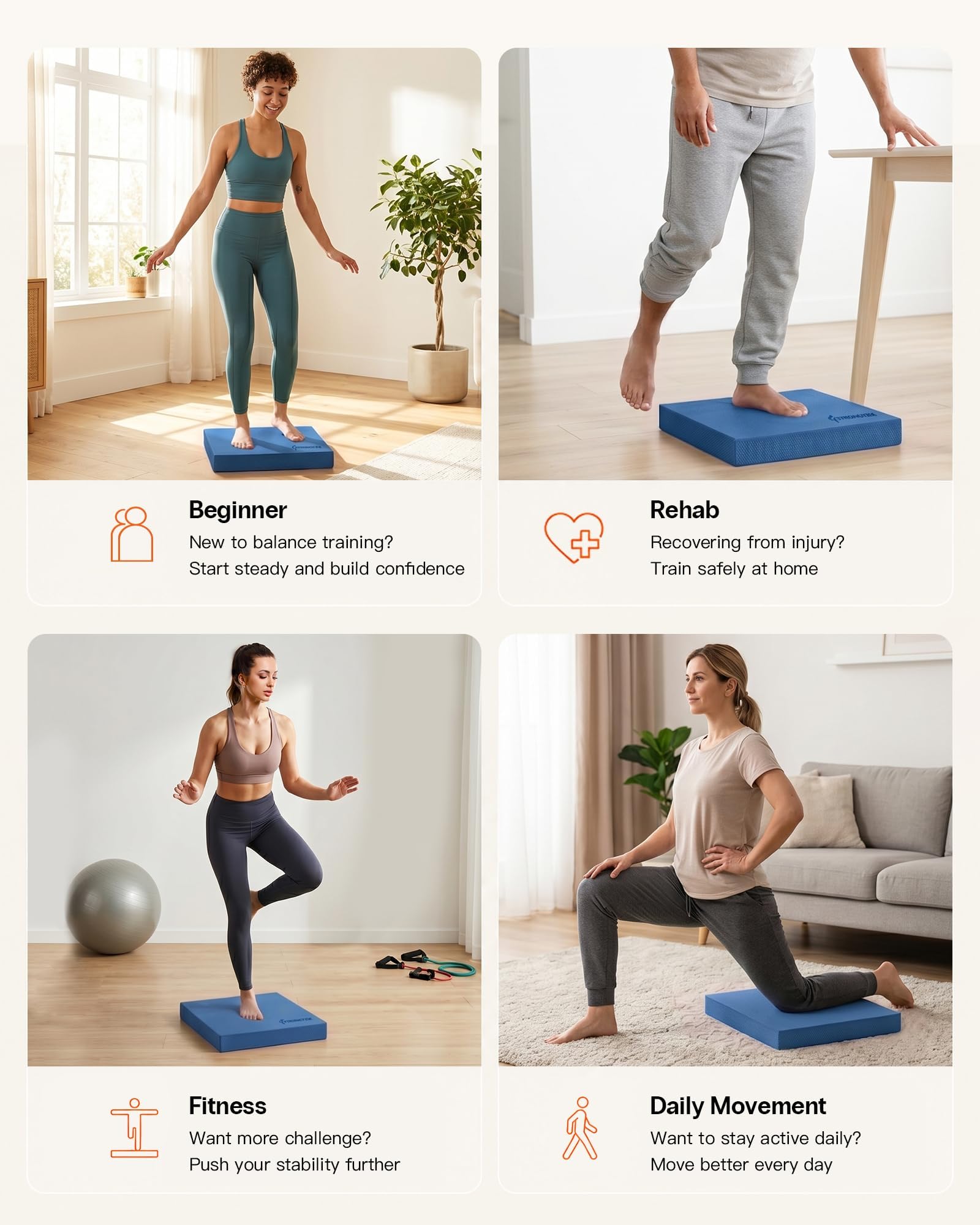 StrongTek Tapis d'équilibre extra large en mousse pour physiothérapie, 48,3 x 40,1 x 6,1 cm, coussinet en mousse TPE haute densité pour exercice, stabilité améliorée, résistance abdominale