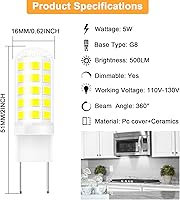 Vista 8 de Bombilla LED G8 regulable para debajo de microondas, bombilla de repuesto de 50 W halógeno para campana de microondas sobre la estufa de GE Samsung