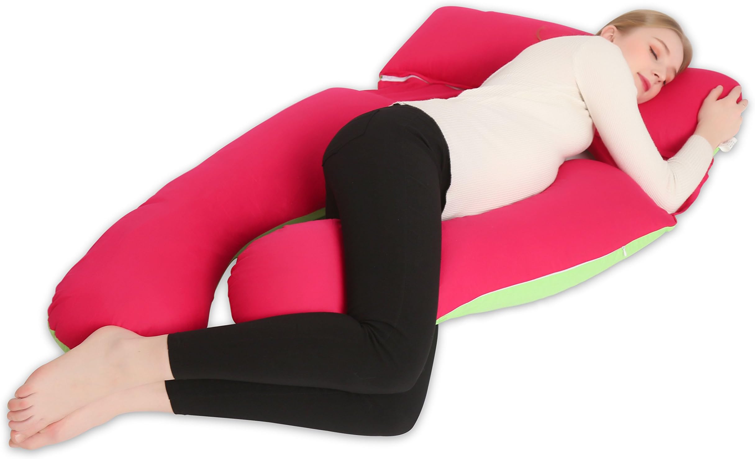 Pregnancy Pillow, U-Shape Full Body Pillow by Mobukia,Maternity Support Pillow,Red Green