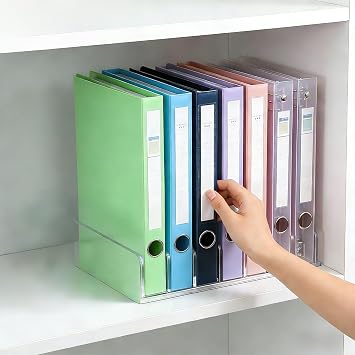 2 Pcs Acrylic Binder Organizer,7 Slots Desktop Binder File Organizer Shelf,Binder Holder for Desk,Workspace Organizers for Office,Home,School