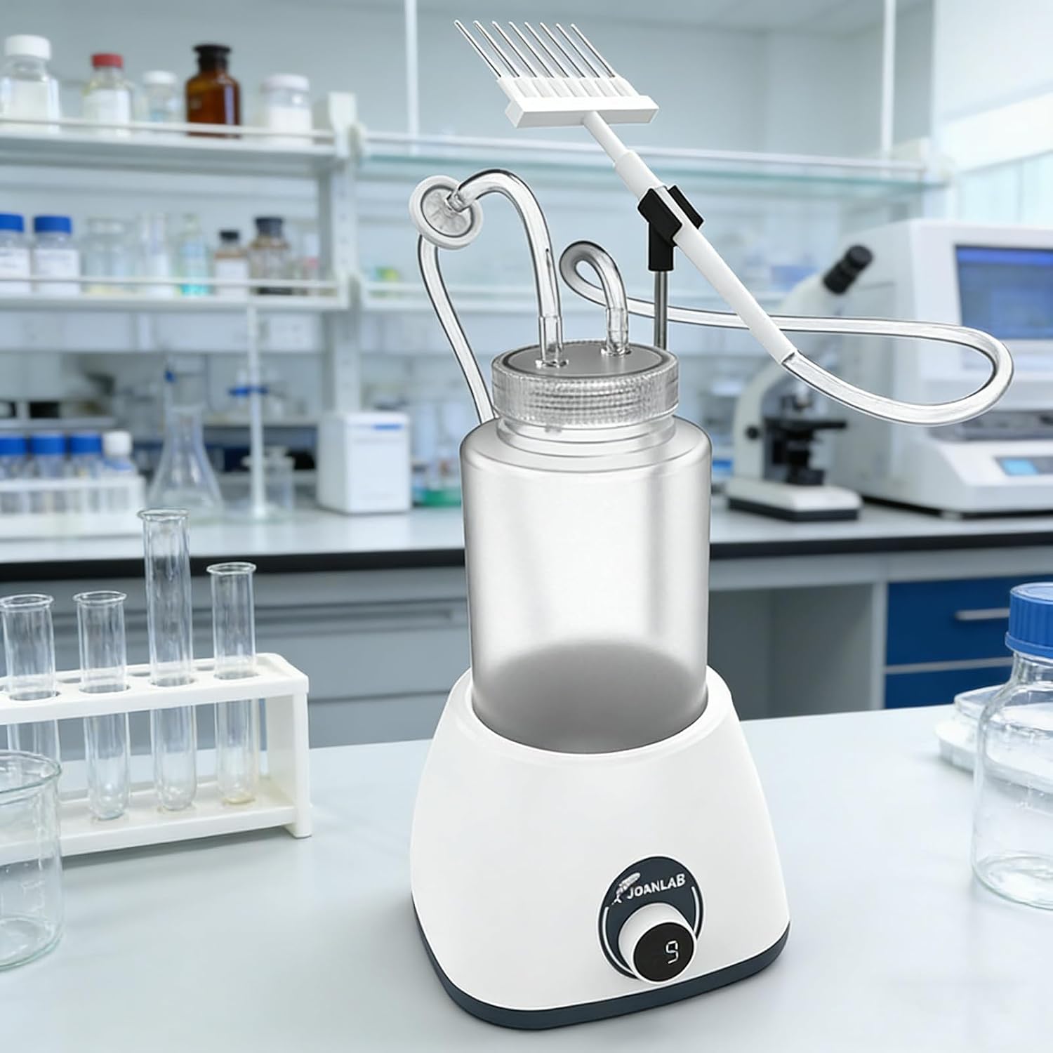 Mini Portable 1L Laboratory Waste Liquid Recycler, 9-Speed Adjustable Vacuum Aspirator Pump with Aspiration Head & Holder, Bench Top Small Collector for Lab Teaching