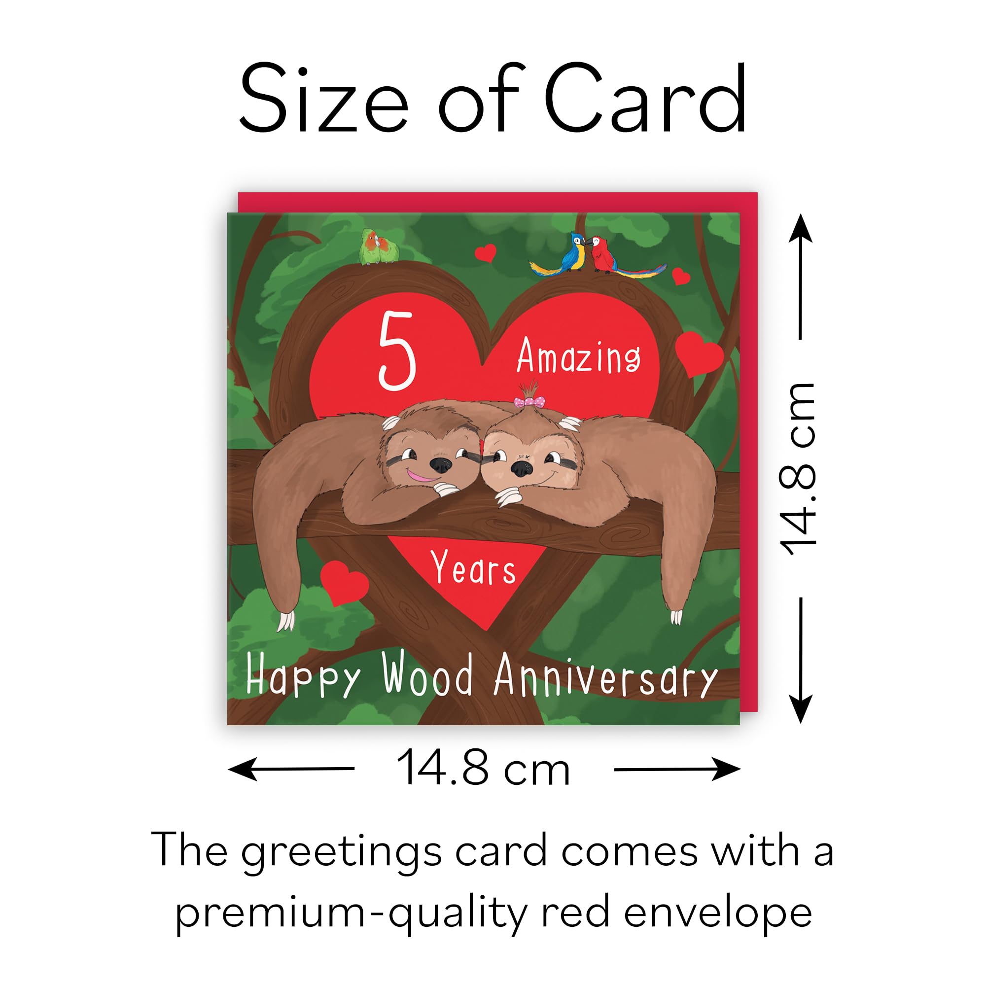 Hunts England Romantic Sloths Hugging Anniversary Card - I Love You - Happy Anniversary - Cute Animals Collection - Image 4