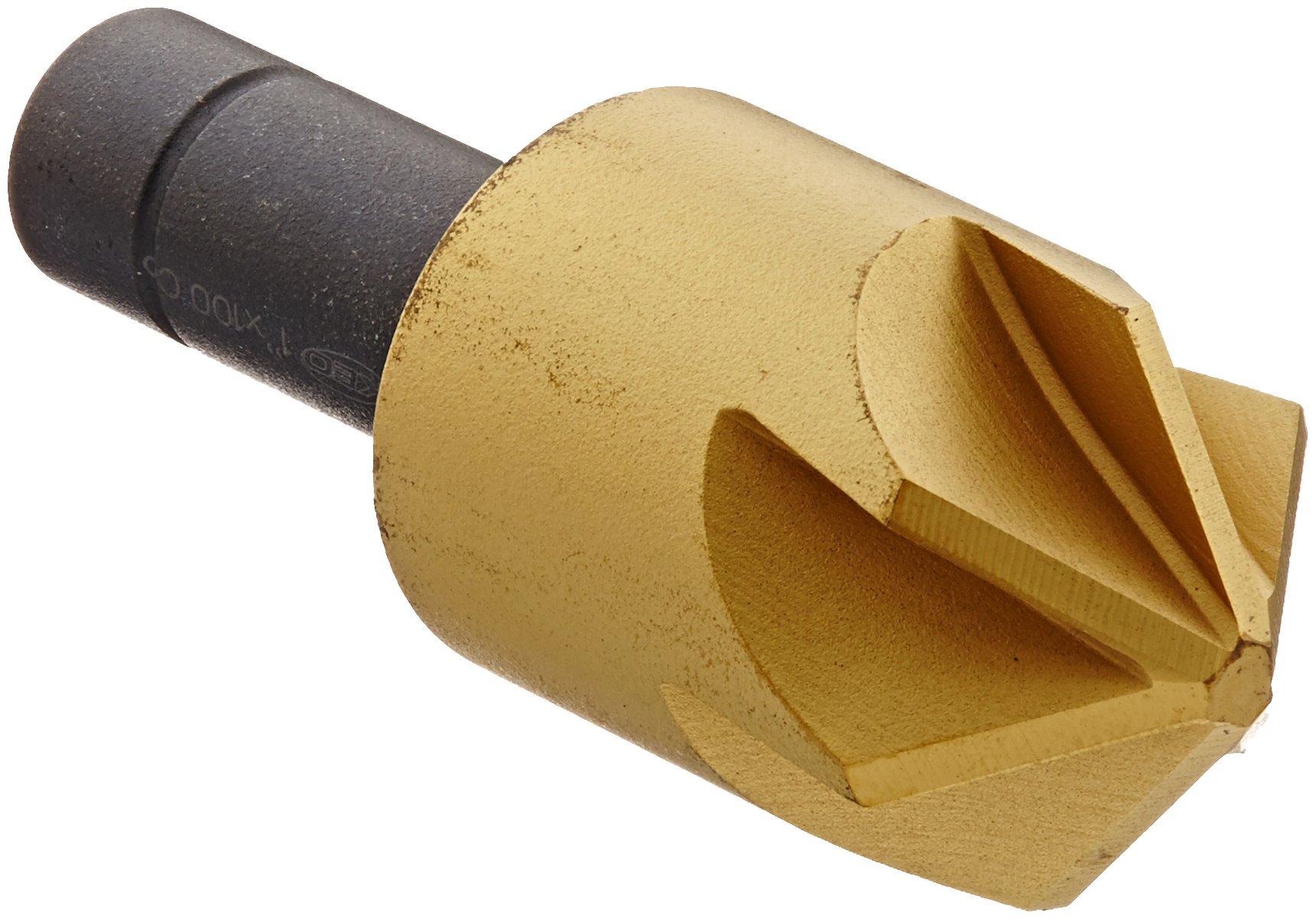 KEO 55571 Cobalt Steel Single-End Countersink, TiN Coated, 6 Flutes, 100 Degree Point Angle, Round Shank, 1/2