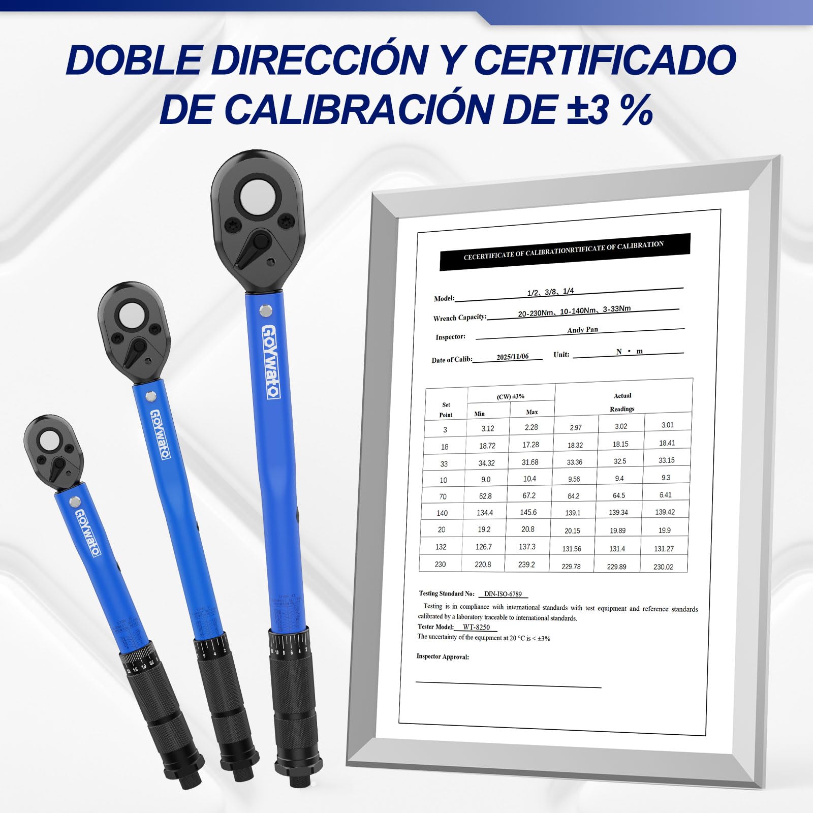 35-Piezas Kit de Llaves Dinamométricas, 3-230N·m Juego de Llaves Dinamométricas con 1/4" 3/8" 1/2" Llaves, ±3% Precisión, Doble Escala, 32 CR-Vorios, para Coche Bicicleta Moto Camione Tuercas