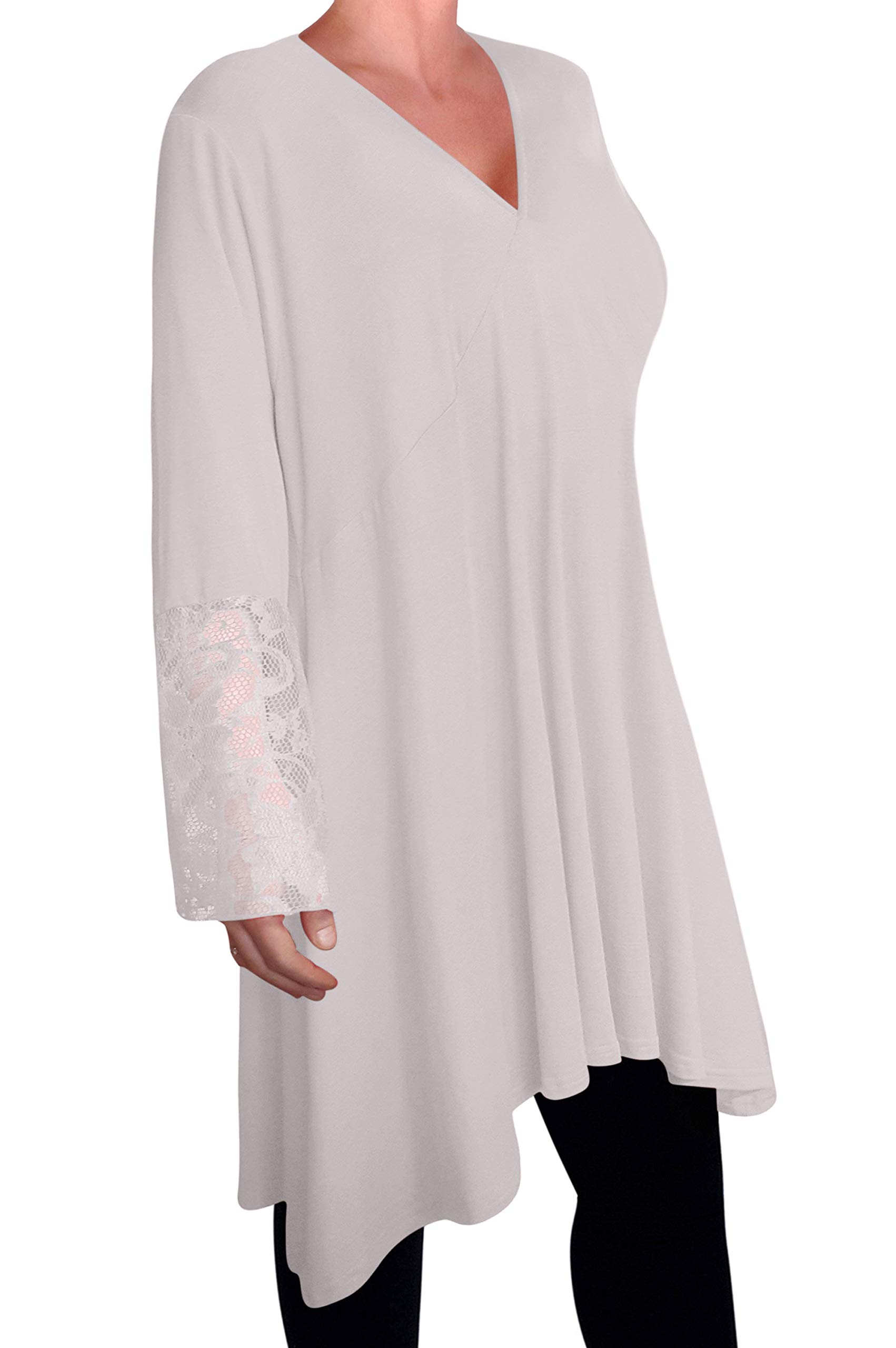 Eye Catch Women's White Loose Long Dress Tunic Lace Tops Shirt Plus Size Size 14