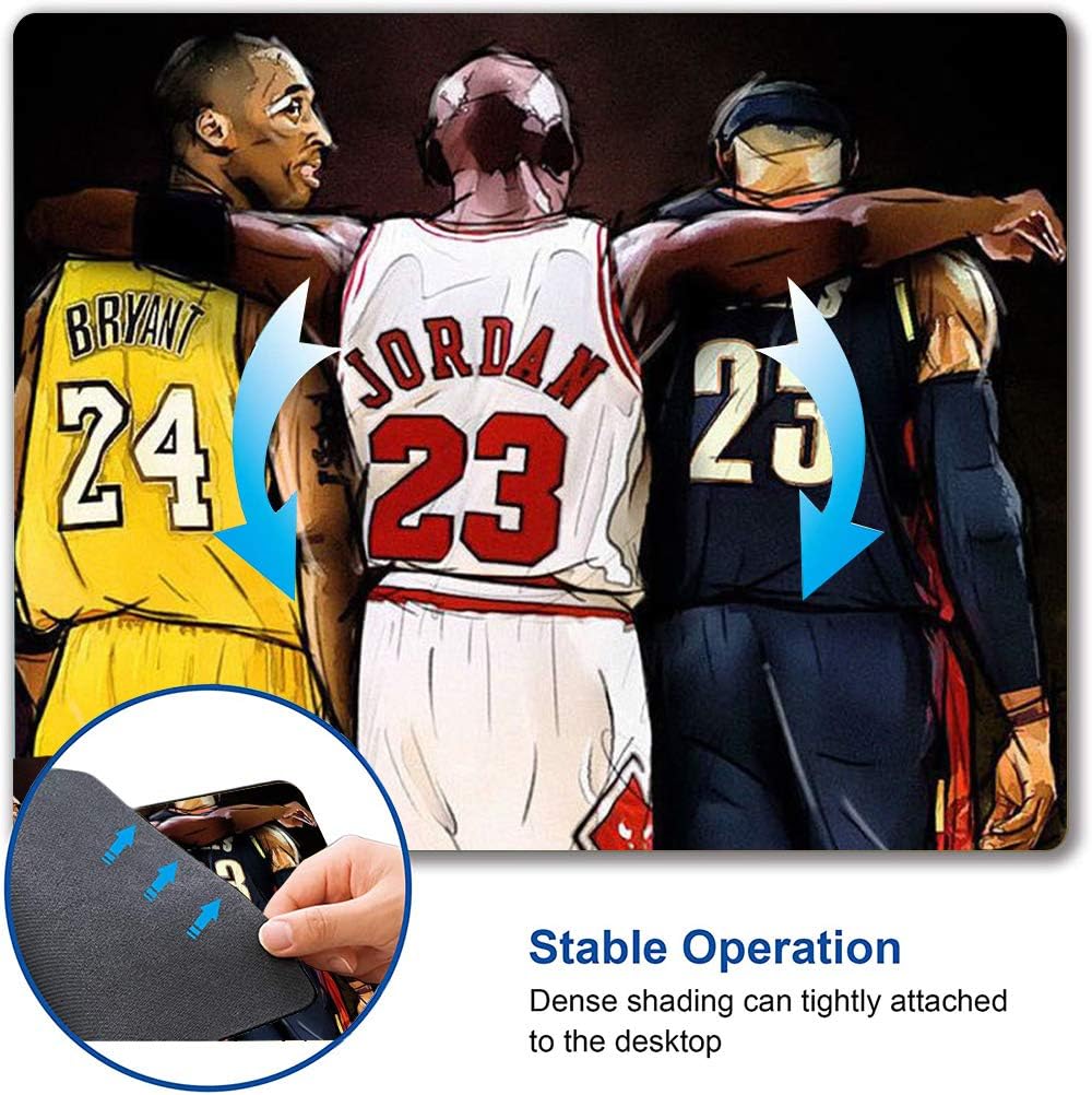 Gaming Mouse Pad,Jordan Kobe and James Legends Fan Tribute Mouse Pad Non-Slip Rubber Base Mouse Pads for Computers Laptop Office, 9.5"x7.9"x0.12" Inch(240mm x 200mm x 3mm) : Office Products