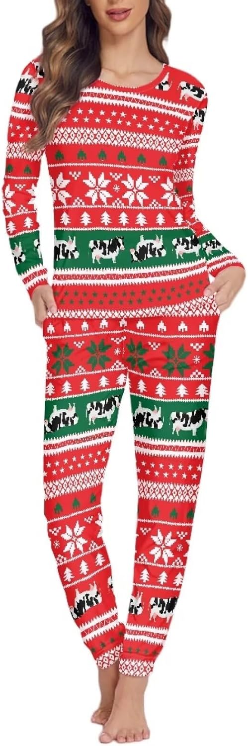 Christmas Lounge Sets For Women 3D Print Funny Pattern Women's Sleepwear Set 2Pcs Soft and Skin-Friendly Lounge Wear