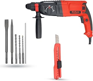 Walkers WKCB384M1 26mm Hammer Impact Drill Machine Forward/Reverse Rotation with 5Pcs SDS Plus Bits for Making Holes in Metal/Wood/Concrete Hammer Drill (26 mm Chuck Size, 1200 W)
